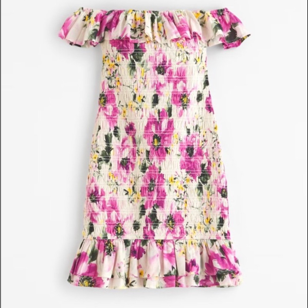 Abercrombie & Fitch Smocked Off the Shoulder Mini Dress Sz S NWT